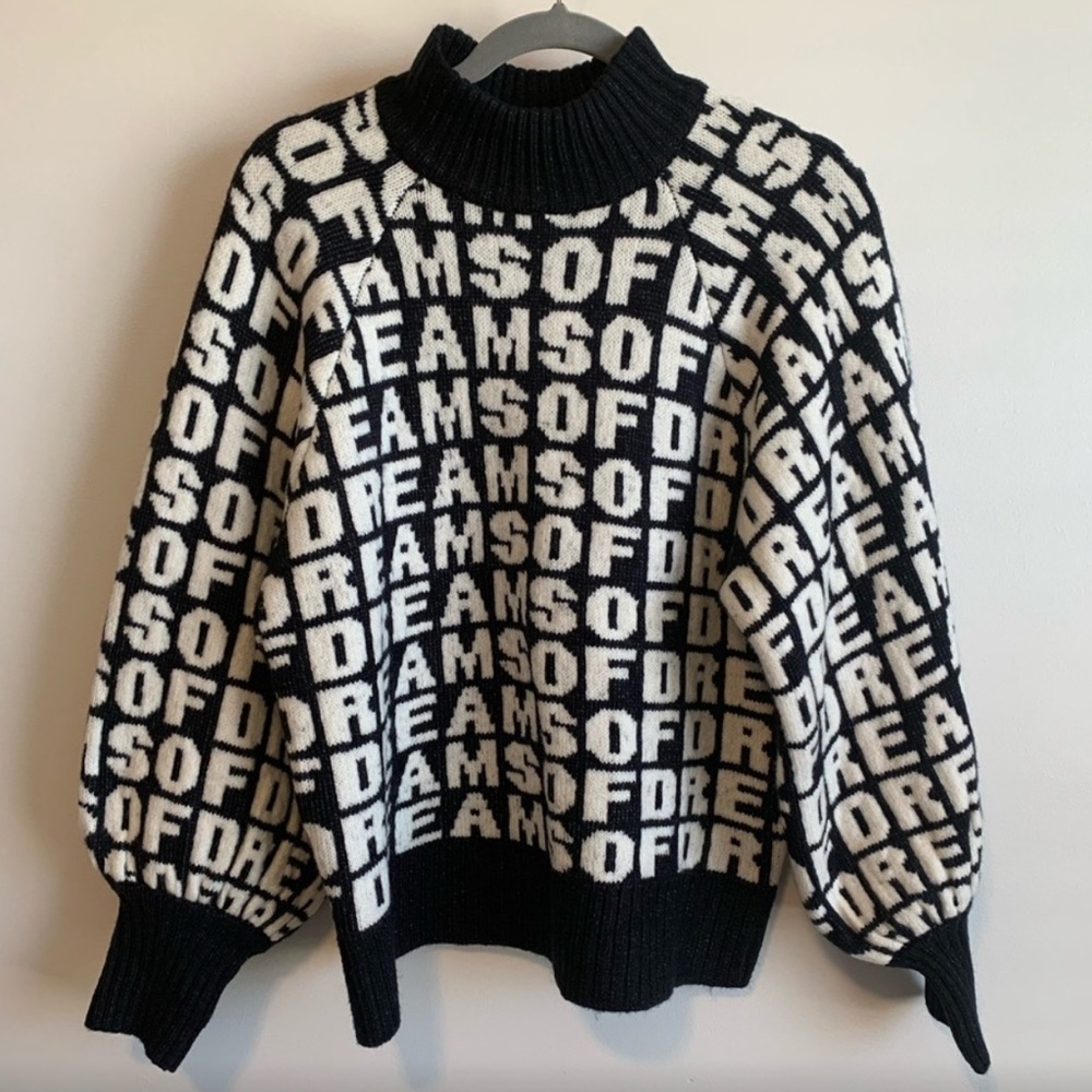 H&M puff sleeve dream mock neck